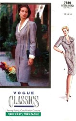 7689 VOGUE CLASSICS EASY BUTTON COLLAR DRESS PATTERN 12-16